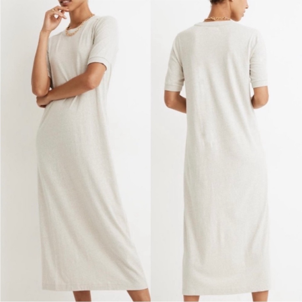 Madewell Tea Length Tee Shirt Dress Oatmeal M